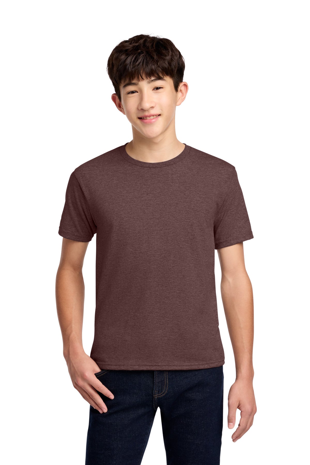 Custom logo Jerzees® - Youth Dri-Power® 50/50 Cotton/Poly T-Shirt.  29B in Vintage Heather Maroon