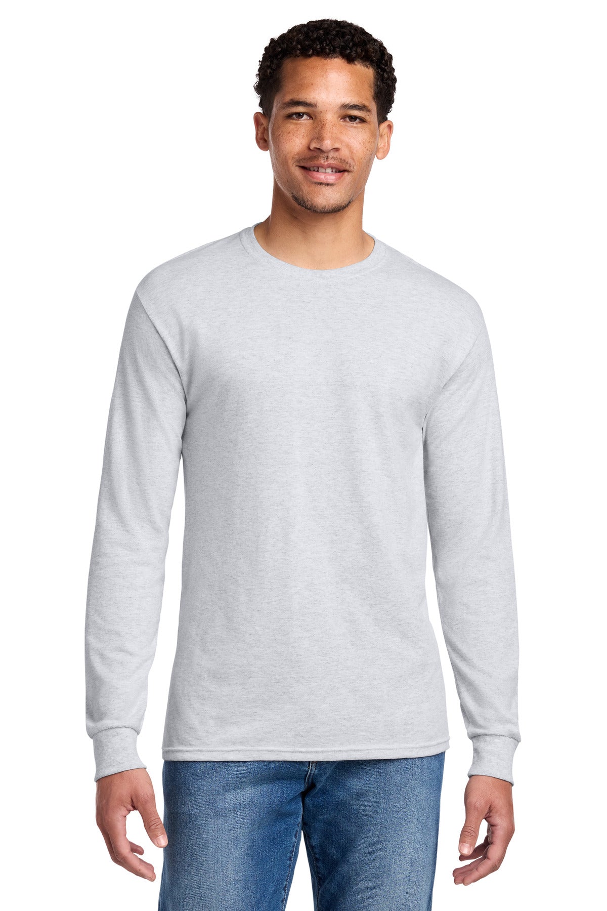Custom logo Jerzees® - Dri-Power® 50/50 Cotton/Poly Long Sleeve T-Shirt.  29LS in Ash