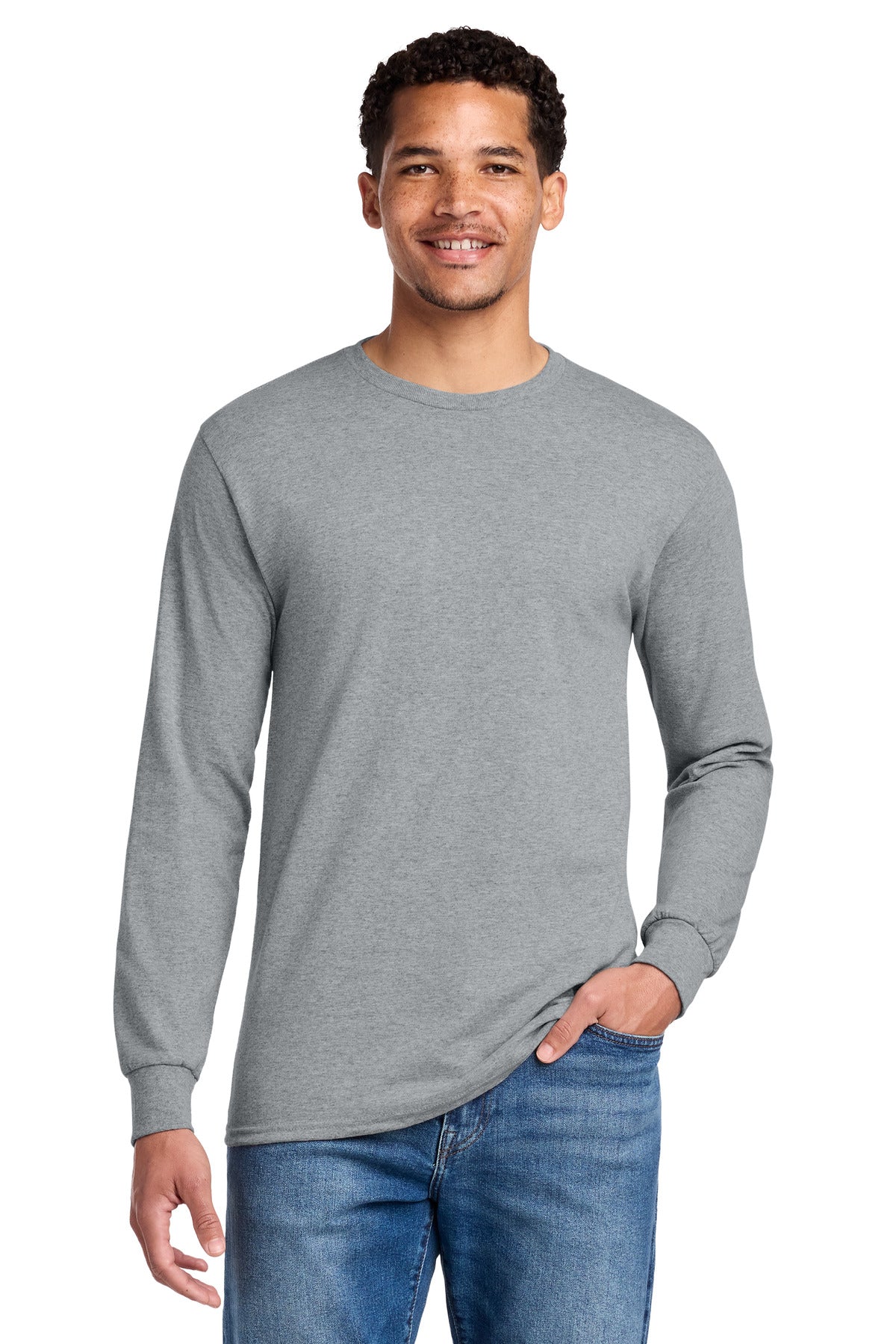 Custom logo Jerzees® - Dri-Power® 50/50 Cotton/Poly Long Sleeve T-Shirt.  29LS in Athletic Heather