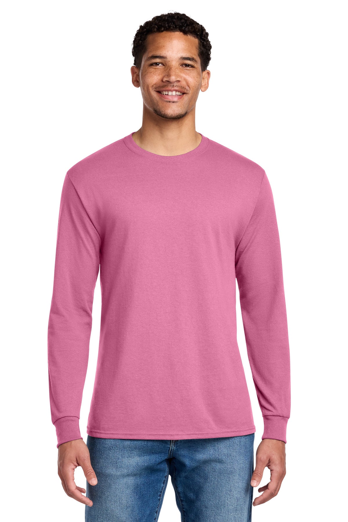 Custom logo Jerzees® - Dri-Power® 50/50 Cotton/Poly Long Sleeve T-Shirt.  29LS in Azalea