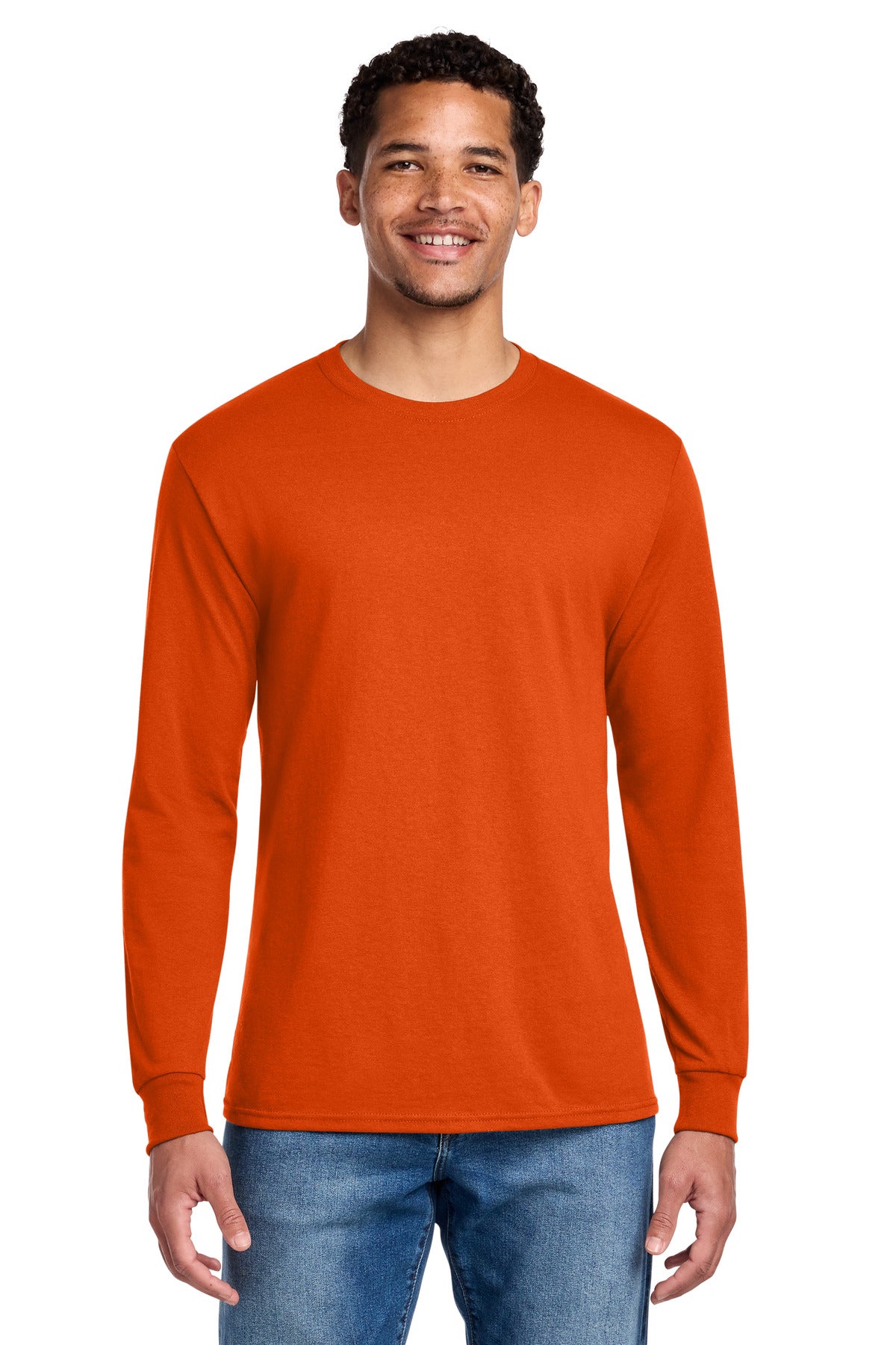 Custom logo Jerzees® - Dri-Power® 50/50 Cotton/Poly Long Sleeve T-Shirt.  29LS in Burnt Orange