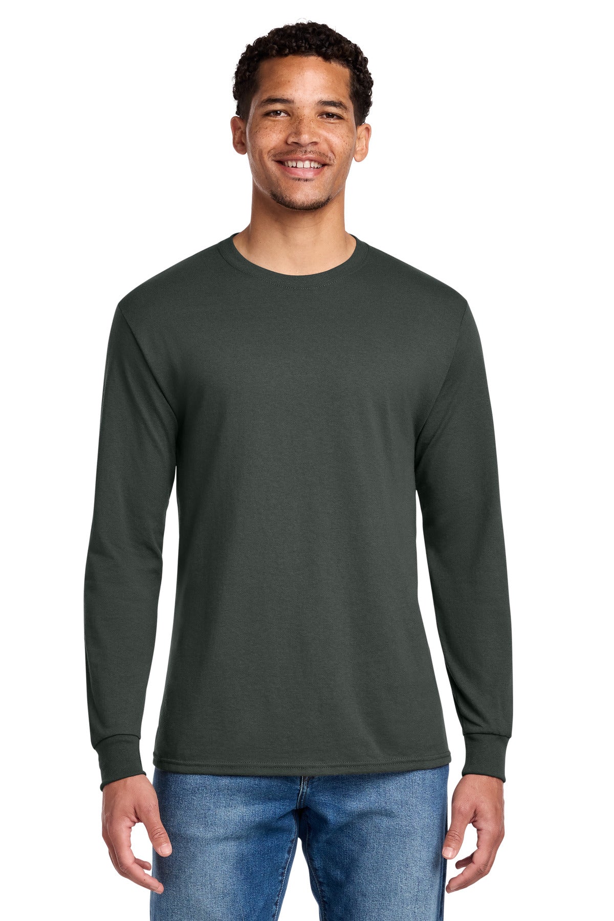 Custom logo Jerzees® - Dri-Power® 50/50 Cotton/Poly Long Sleeve T-Shirt.  29LS in Charcoal Grey