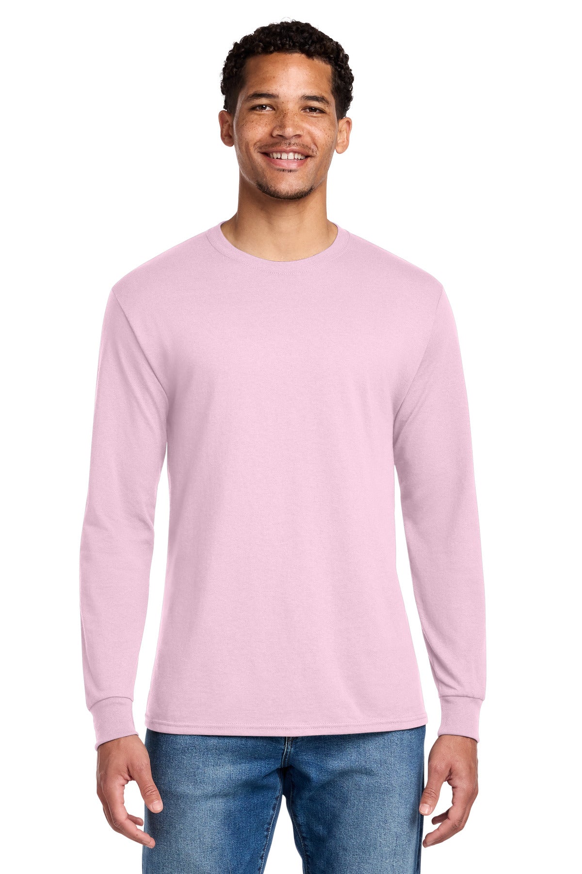 Custom logo Jerzees® - Dri-Power® 50/50 Cotton/Poly Long Sleeve T-Shirt.  29LS in Classic Pink