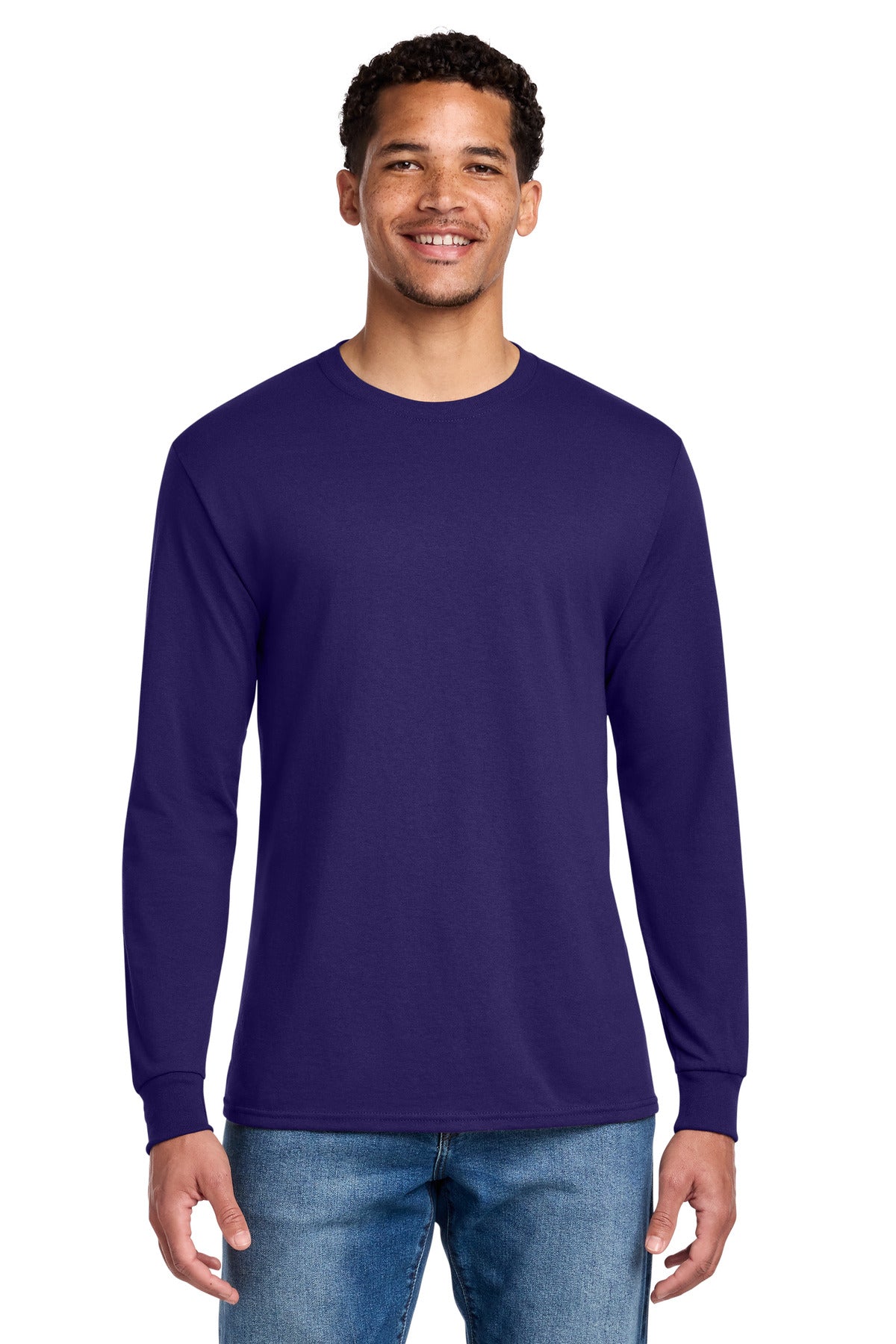 Custom logo Jerzees® - Dri-Power® 50/50 Cotton/Poly Long Sleeve T-Shirt.  29LS in Deep Purple
