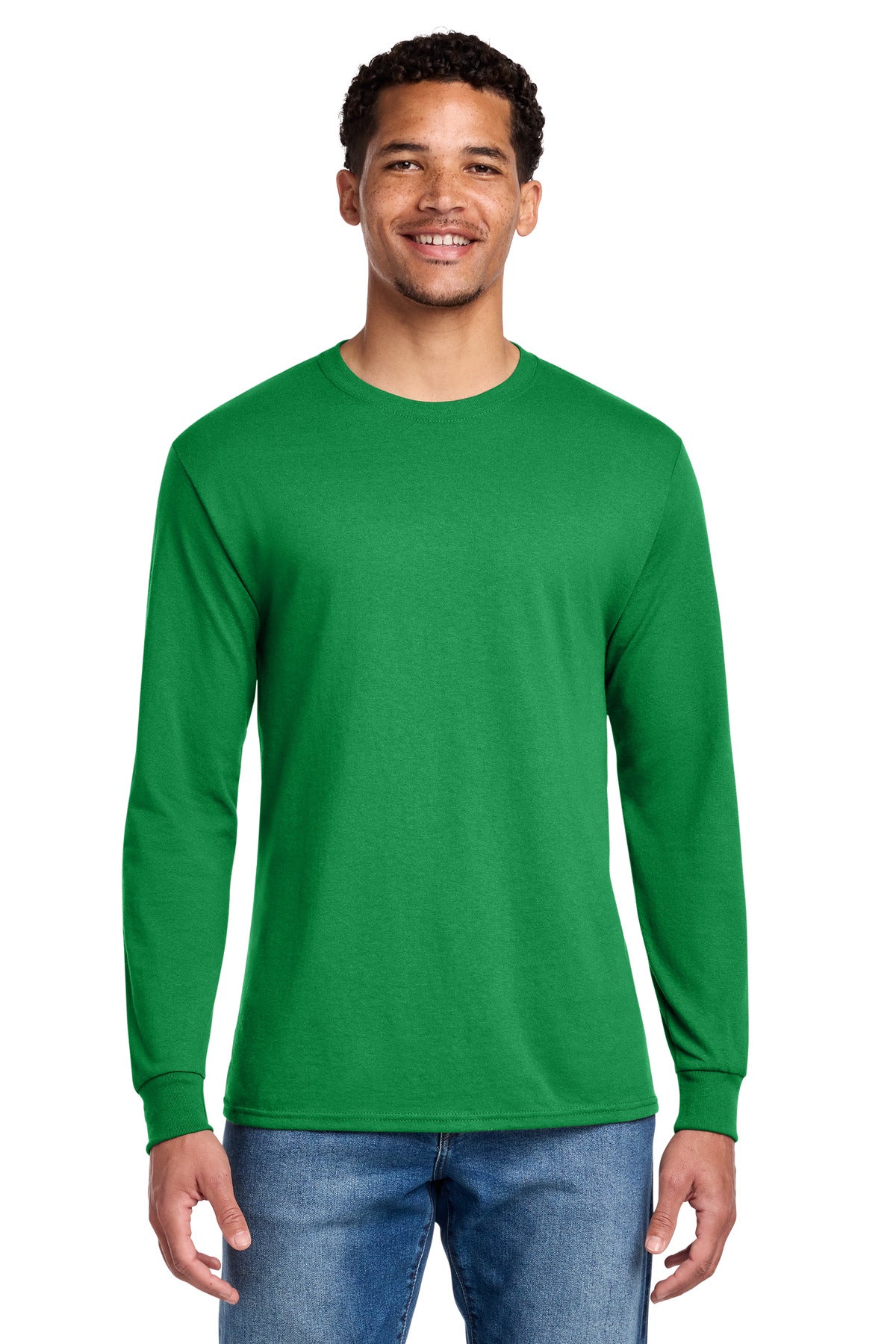 Custom logo Jerzees® - Dri-Power® 50/50 Cotton/Poly Long Sleeve T-Shirt.  29LS in Kelly