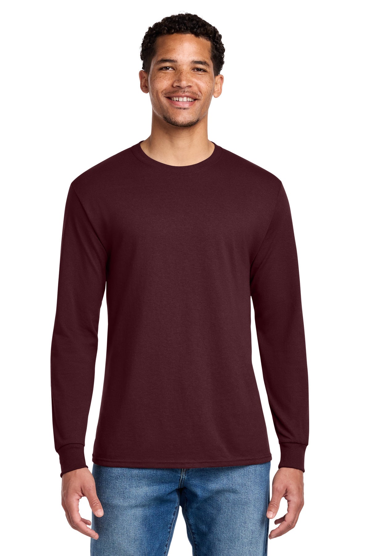 Custom logo Jerzees® - Dri-Power® 50/50 Cotton/Poly Long Sleeve T-Shirt.  29LS in Maroon