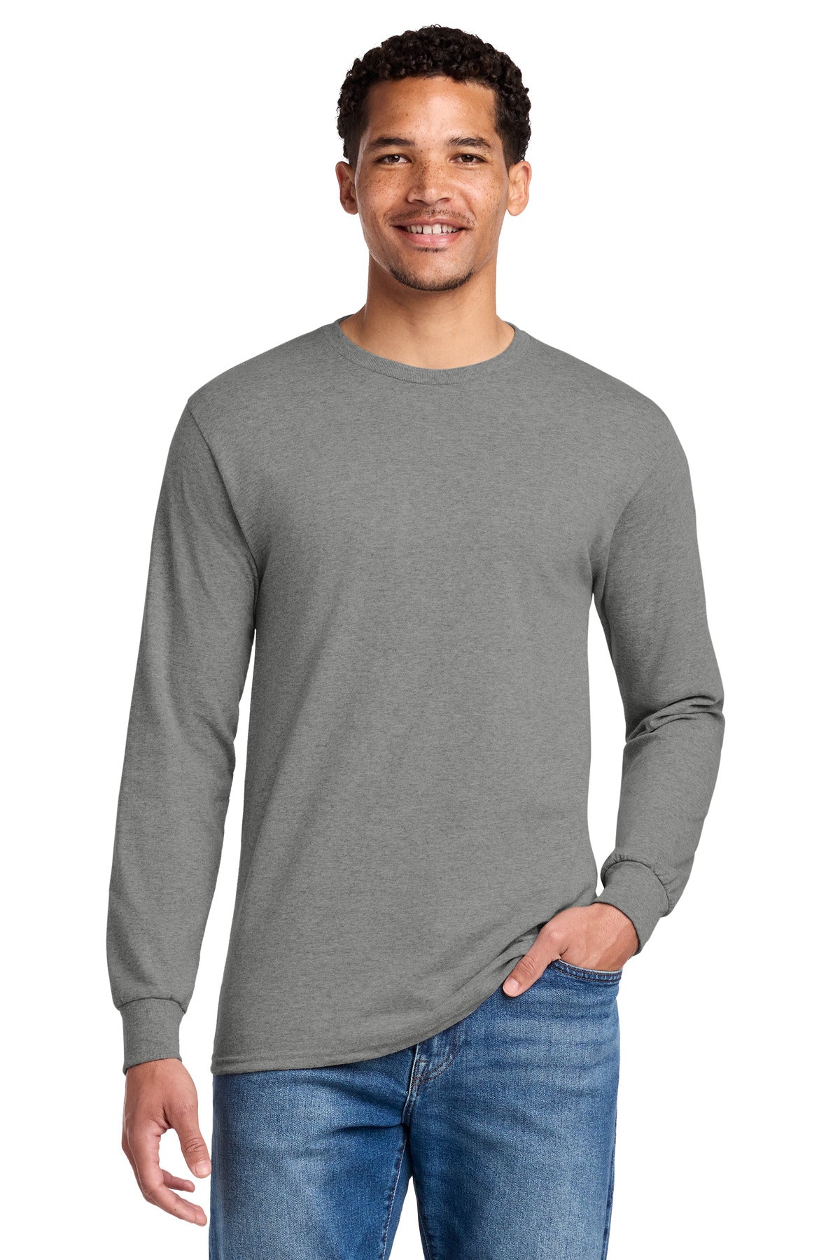 Custom logo Jerzees® - Dri-Power® 50/50 Cotton/Poly Long Sleeve T-Shirt.  29LS in Oxford