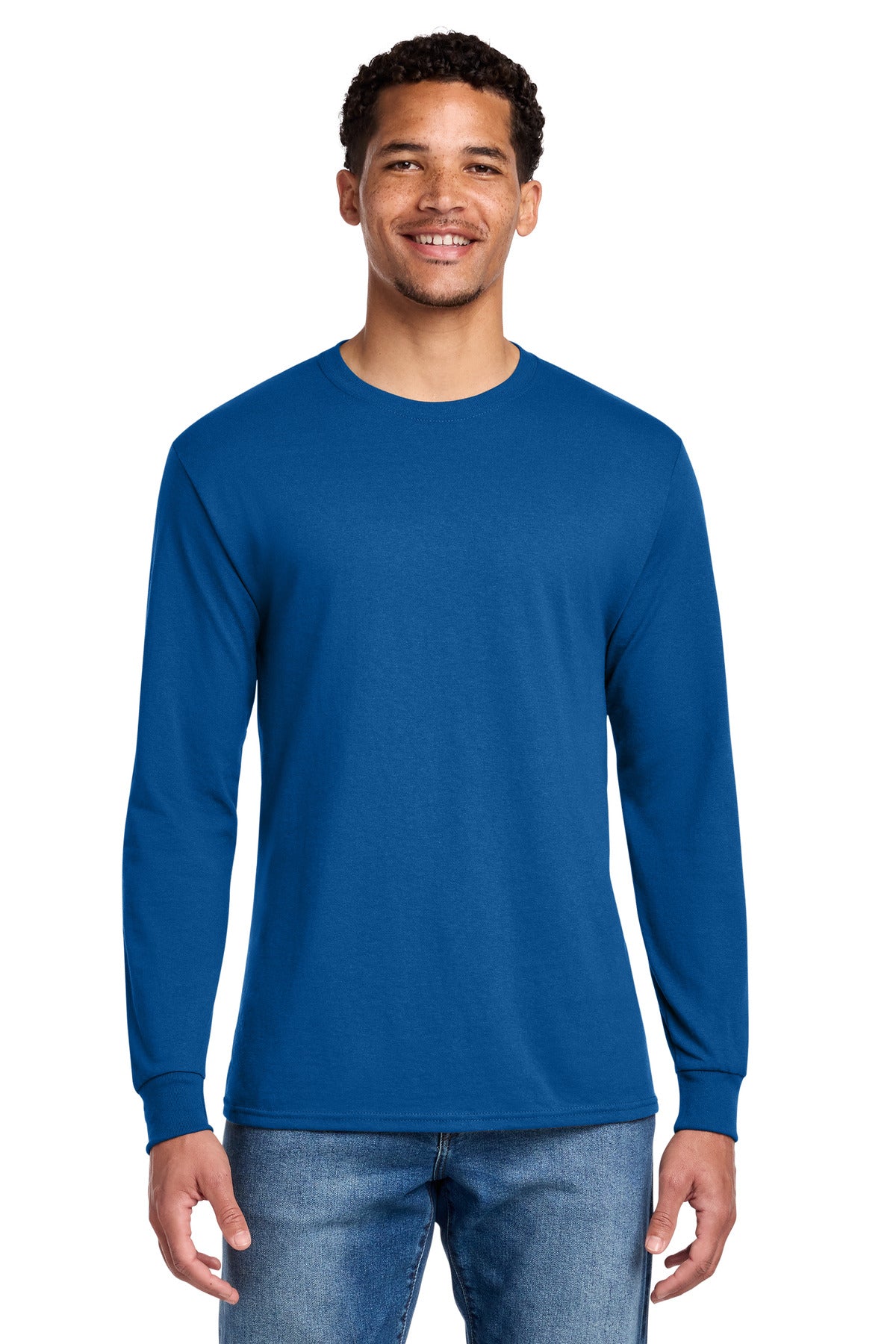 Custom logo Jerzees® - Dri-Power® 50/50 Cotton/Poly Long Sleeve T-Shirt.  29LS in Royal