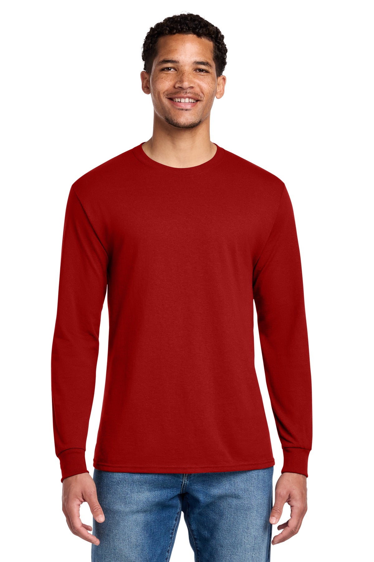 Custom logo Jerzees® - Dri-Power® 50/50 Cotton/Poly Long Sleeve T-Shirt.  29LS in True Red