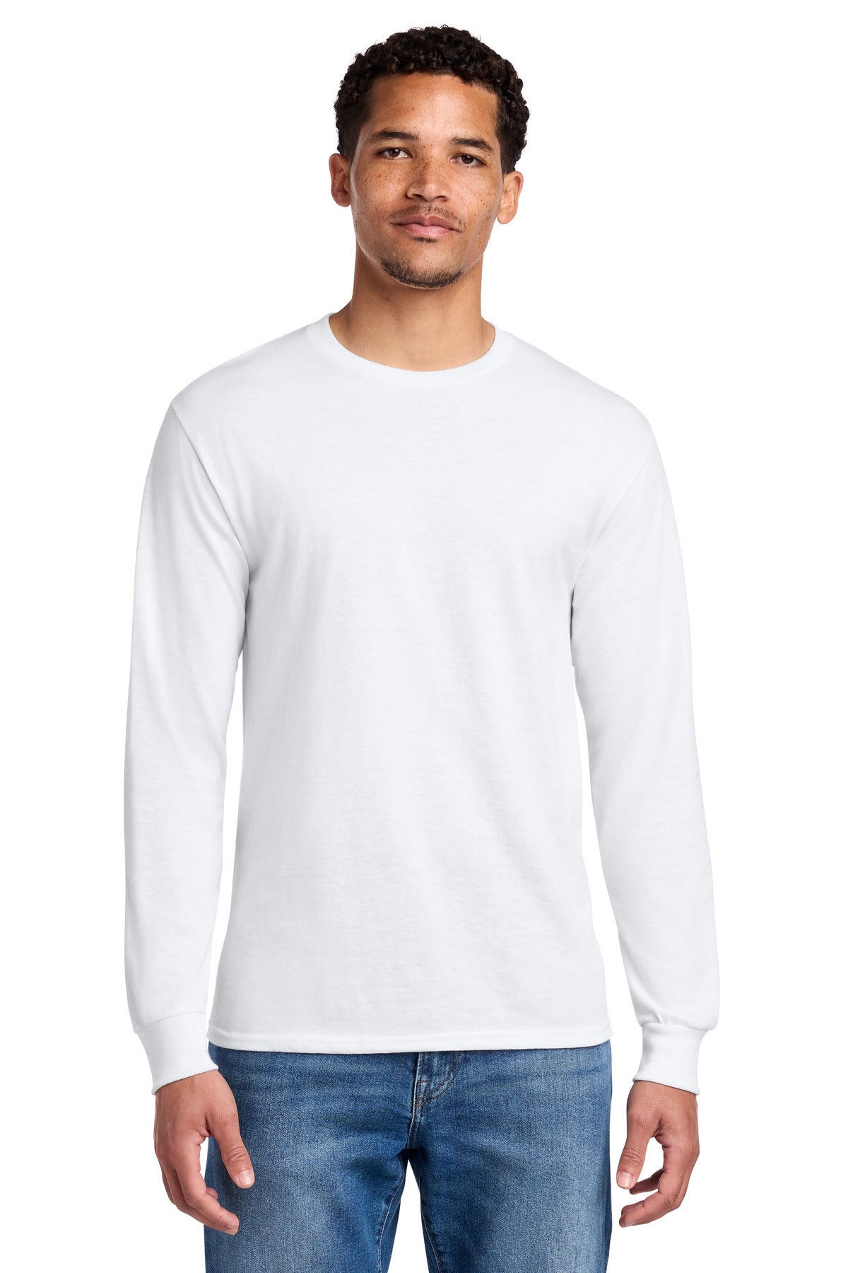 Custom logo Jerzees® - Dri-Power® 50/50 Cotton/Poly Long Sleeve T-Shirt.  29LS in White