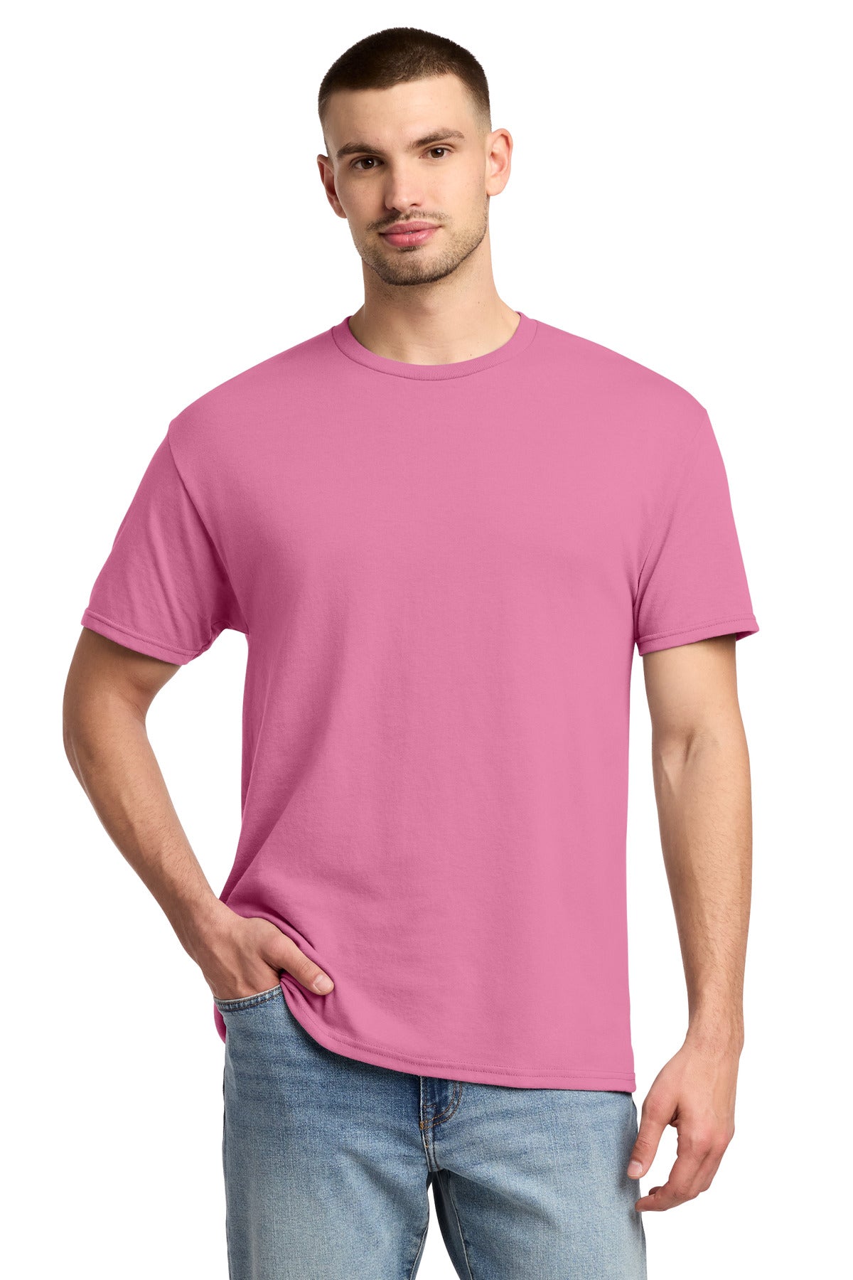 Custom logo Jerzees® -  Dri-Power® 50/50 Cotton/Poly T-Shirt.  29M in Azalea