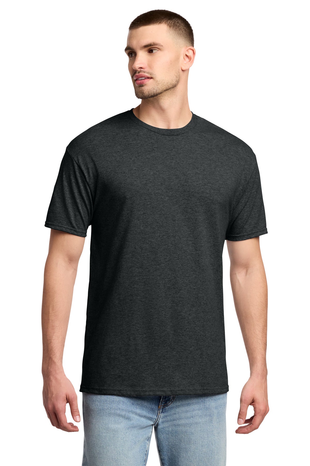Custom logo Jerzees® -  Dri-Power® 50/50 Cotton/Poly T-Shirt.  29M in Black Heather