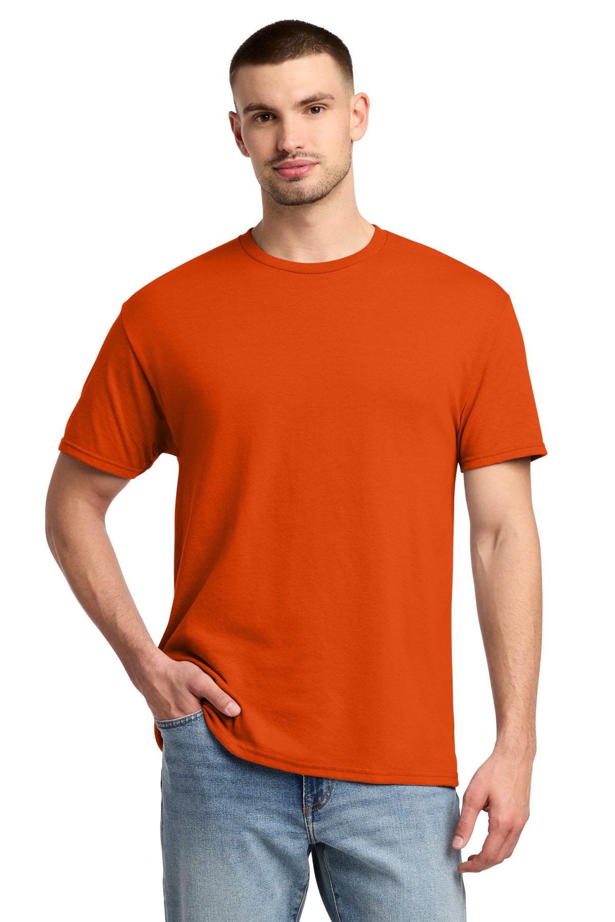 Custom logo Jerzees® -  Dri-Power® 50/50 Cotton/Poly T-Shirt.  29M in Burnt Orange