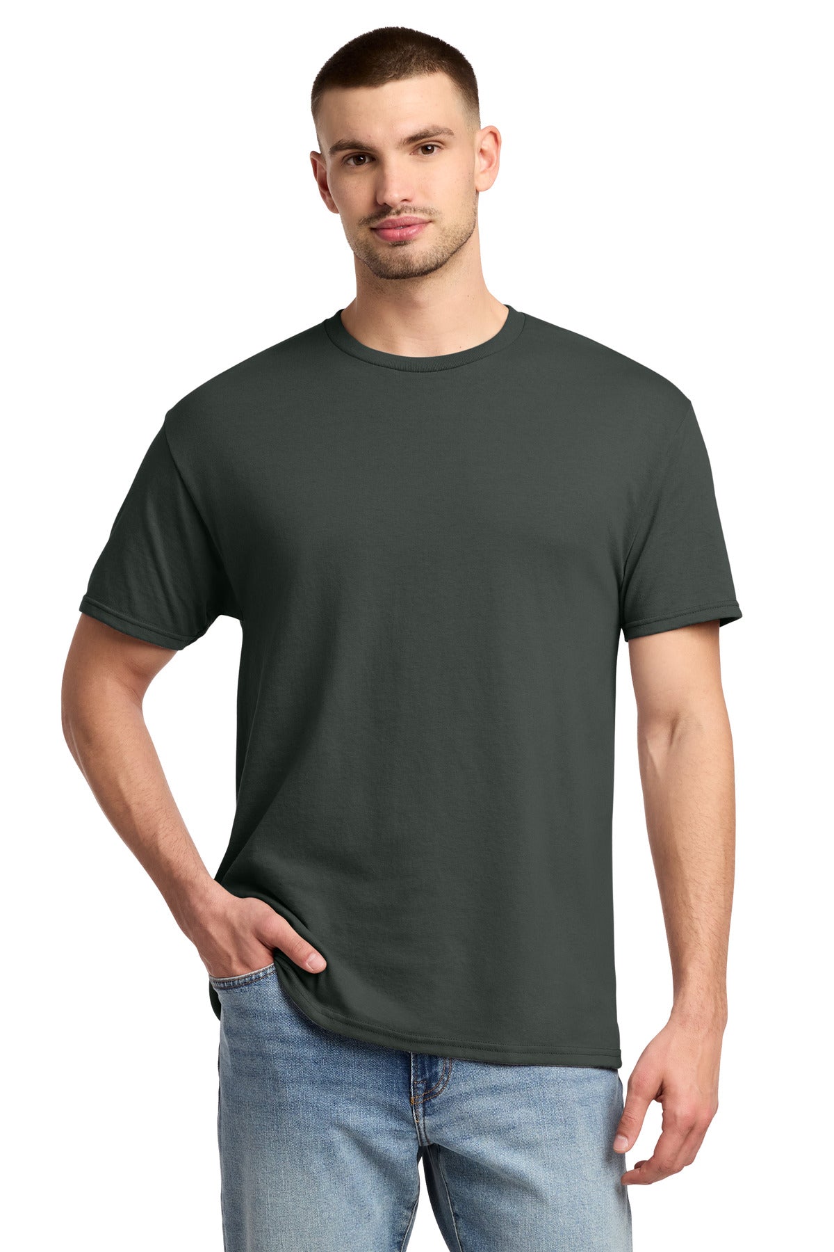 Custom logo Jerzees® -  Dri-Power® 50/50 Cotton/Poly T-Shirt.  29M in Charcoal Grey