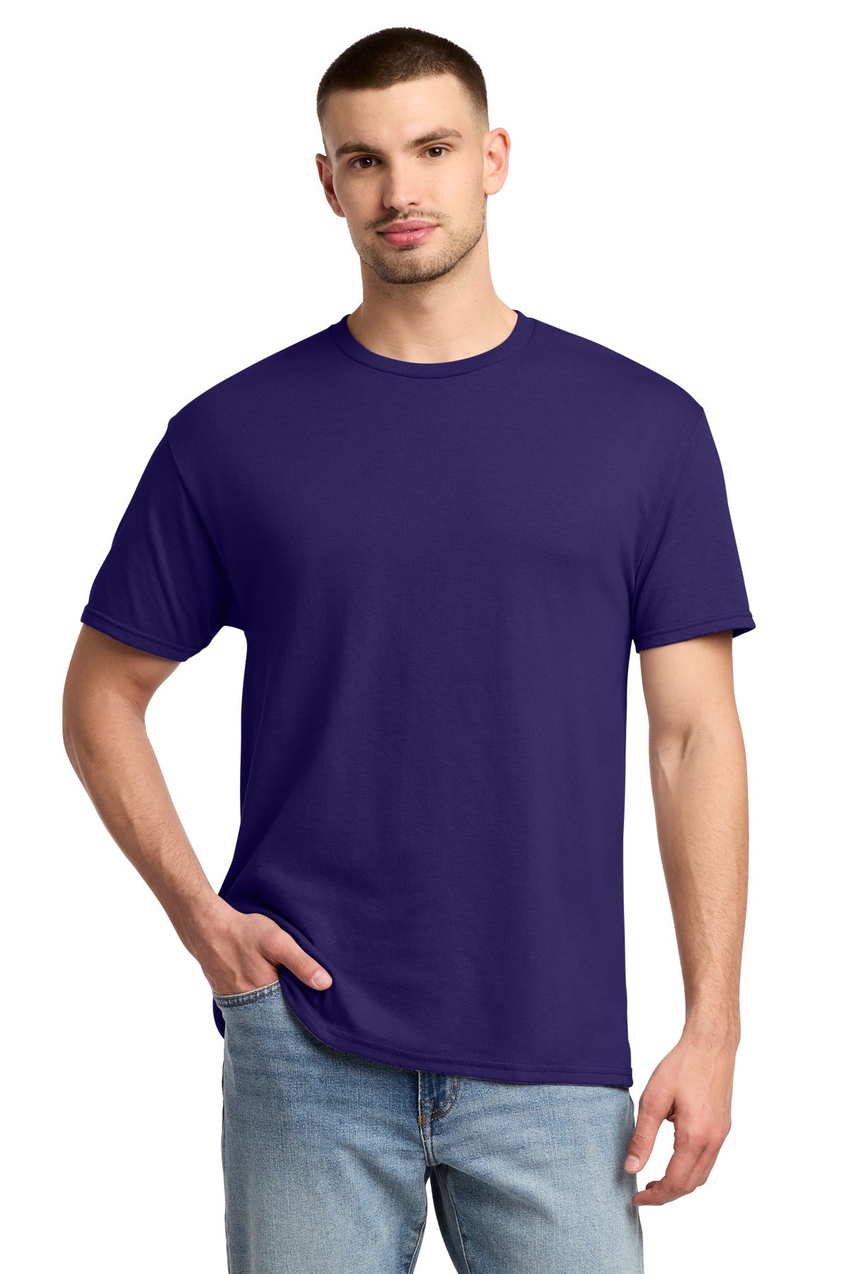Custom logo Jerzees® -  Dri-Power® 50/50 Cotton/Poly T-Shirt.  29M in Deep Purple