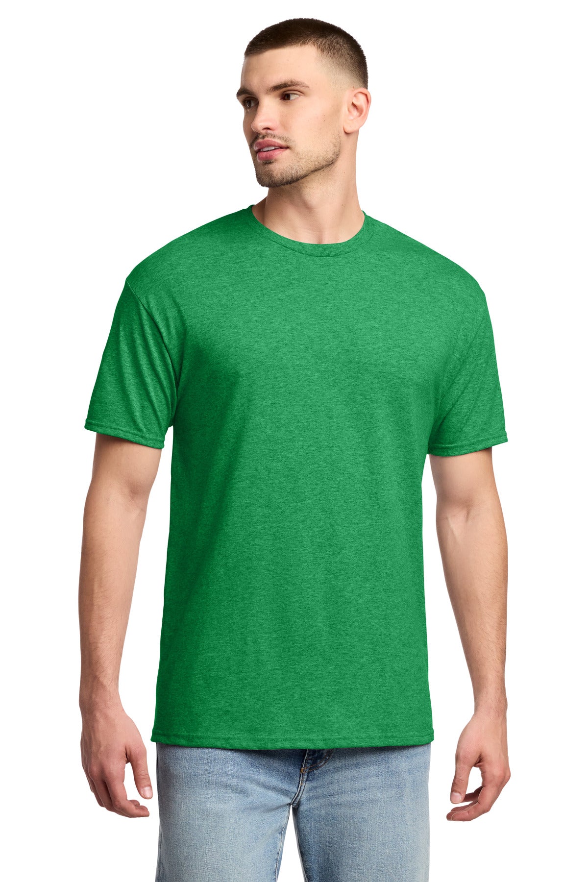 Custom logo Jerzees® -  Dri-Power® 50/50 Cotton/Poly T-Shirt.  29M in Irish Green Heather