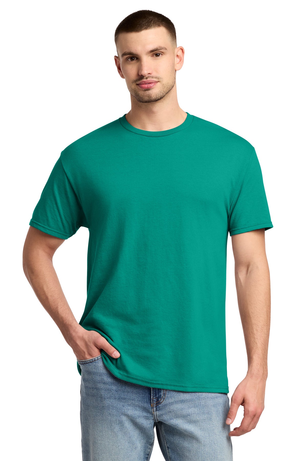 Custom logo Jerzees® -  Dri-Power® 50/50 Cotton/Poly T-Shirt.  29M in Jade