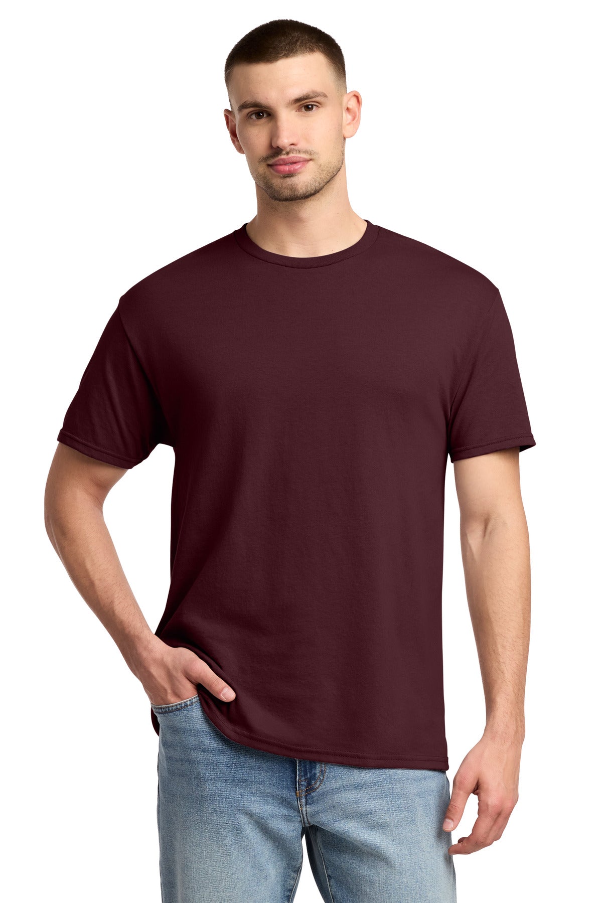 Custom logo Jerzees® -  Dri-Power® 50/50 Cotton/Poly T-Shirt.  29M in Maroon