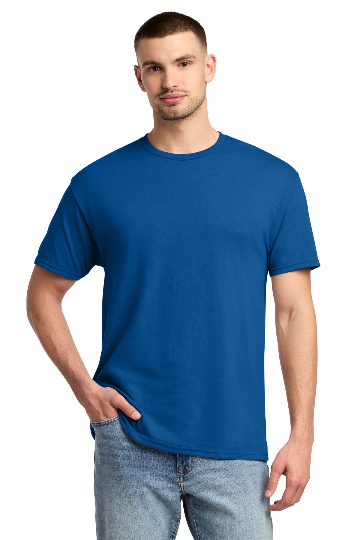 Custom logo Jerzees® -  Dri-Power® 50/50 Cotton/Poly T-Shirt.  29M in Royal