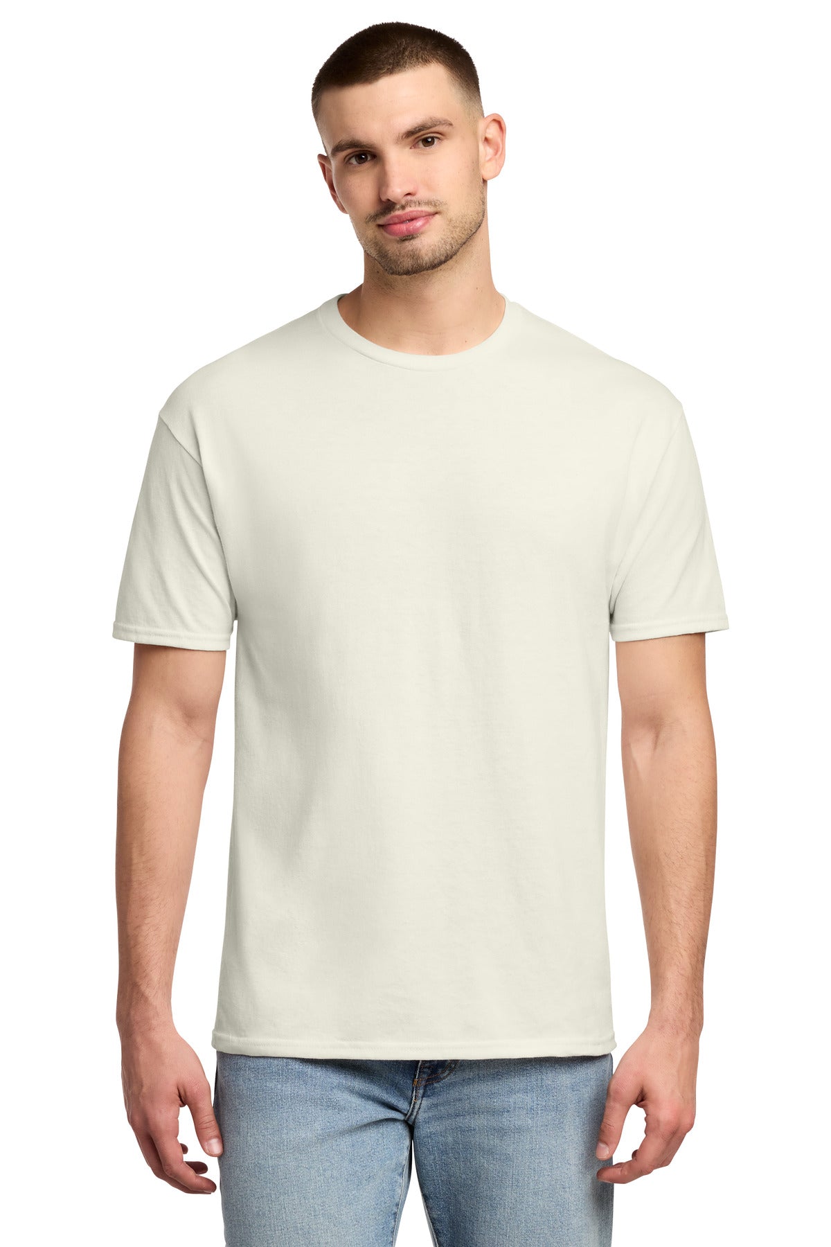 Custom logo Jerzees® -  Dri-Power® 50/50 Cotton/Poly T-Shirt.  29M in Sweet Cream Heather