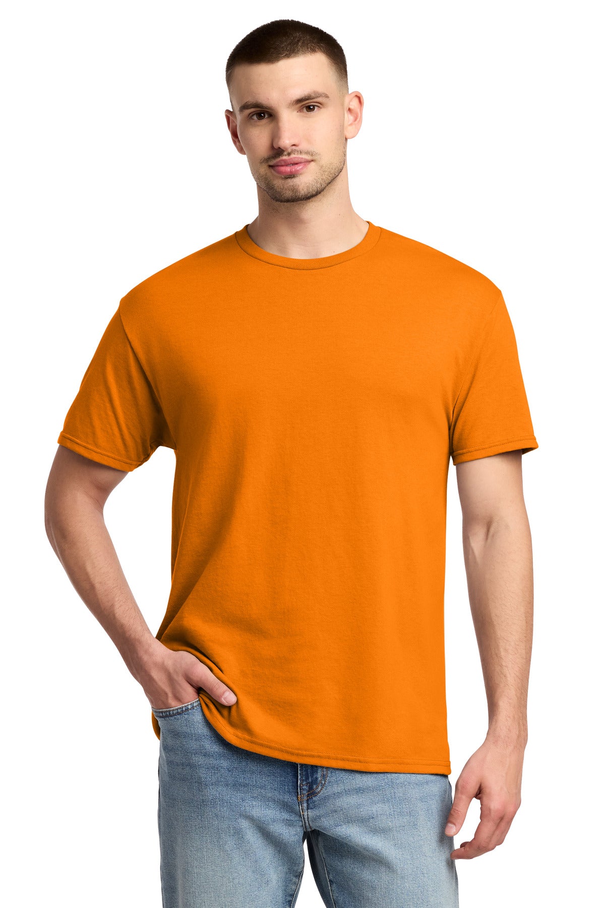 Custom logo Jerzees® -  Dri-Power® 50/50 Cotton/Poly T-Shirt.  29M in Tennessee Orange