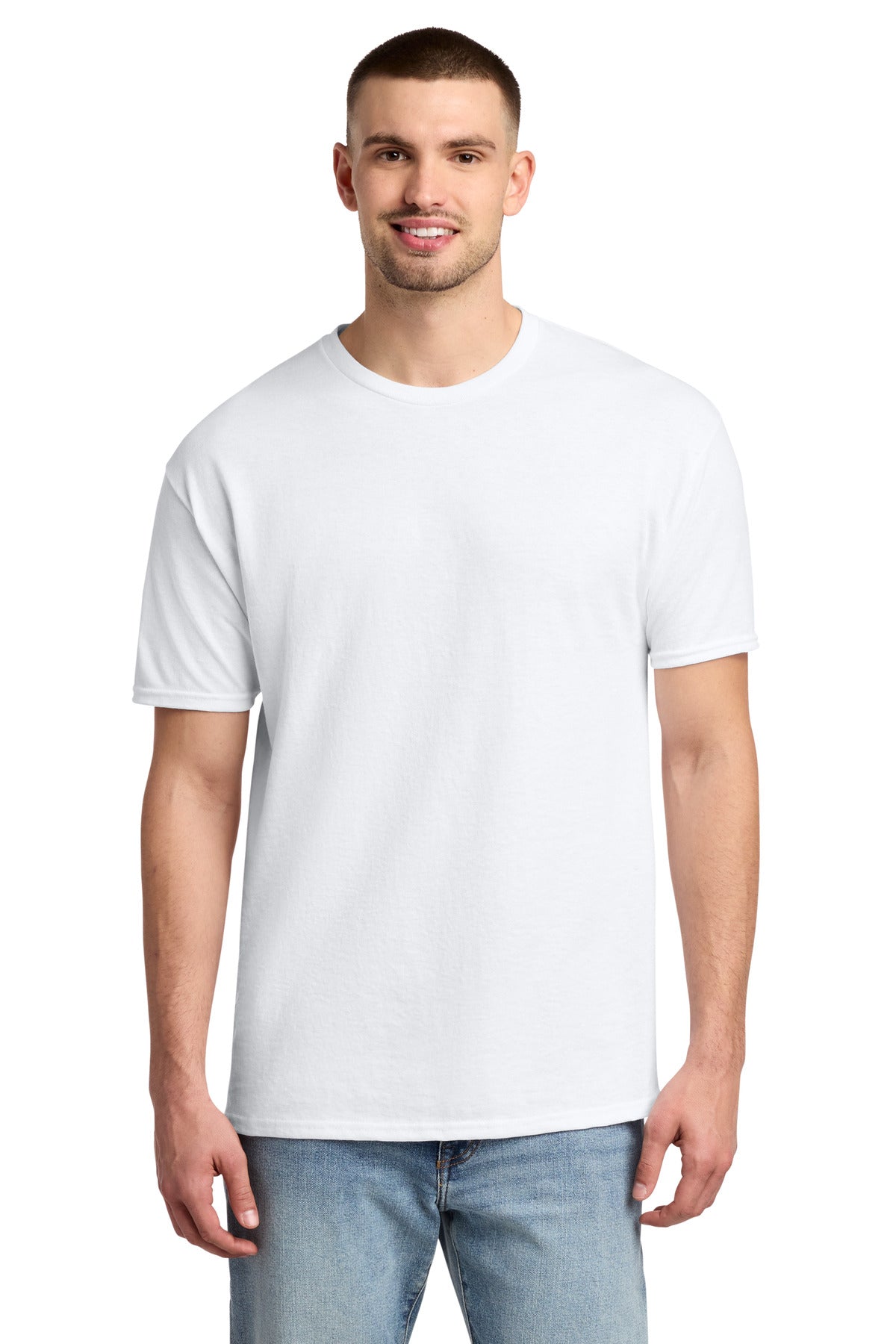 Custom logo Jerzees® -  Dri-Power® 50/50 Cotton/Poly T-Shirt.  29M in White