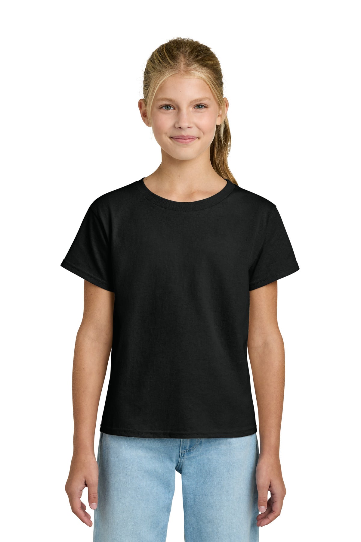 Custom logo Gildan® Youth Light Cotton Tee 3000B in Black