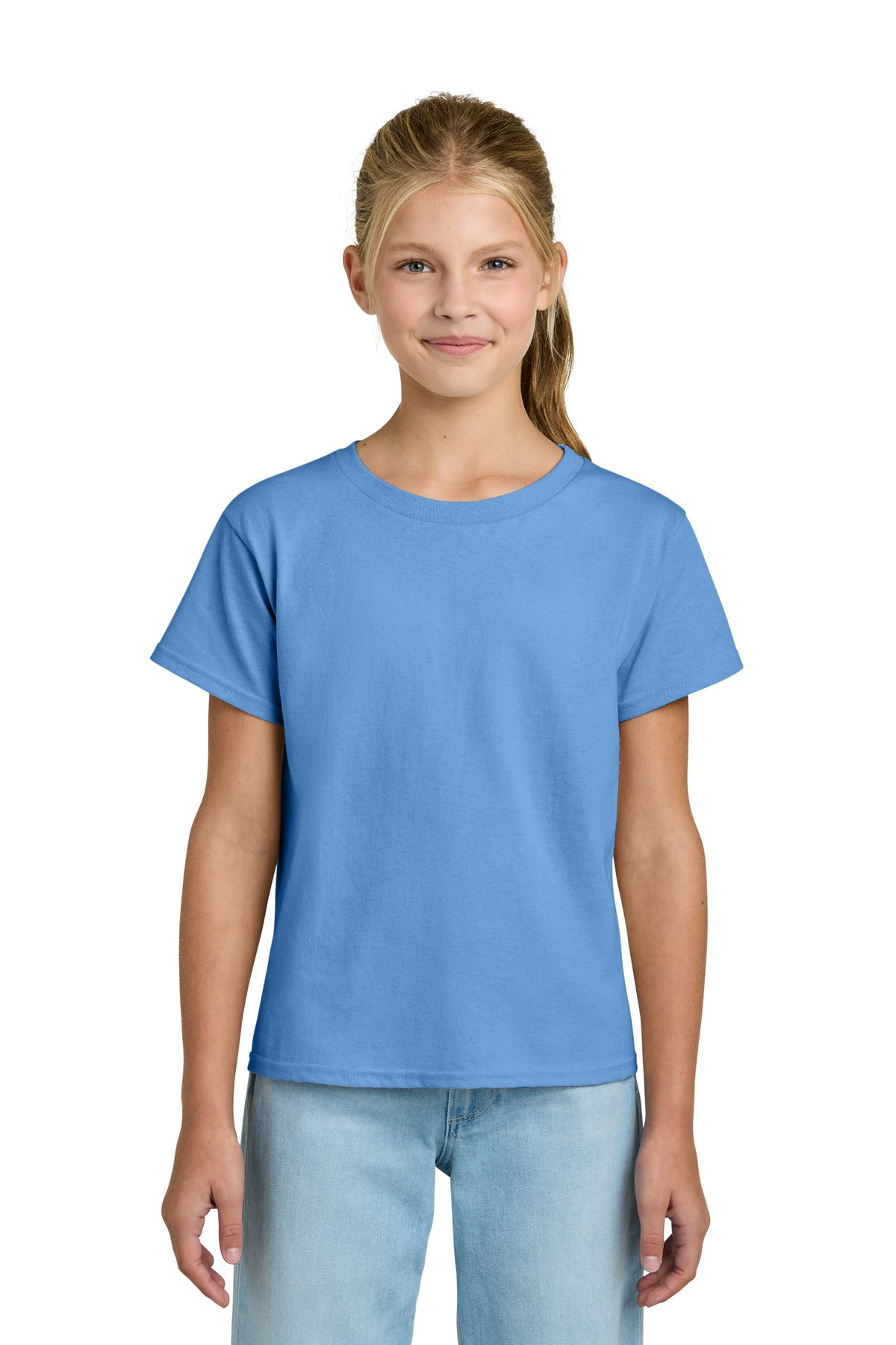 Custom logo Gildan® Youth Light Cotton Tee 3000B in Carolina Blue