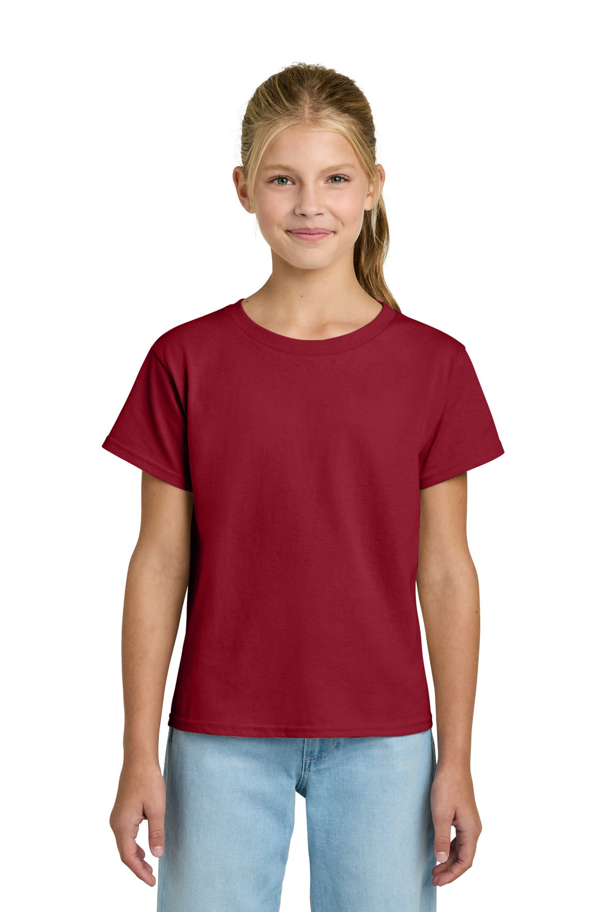 Custom logo Gildan® Youth Light Cotton Tee 3000B in Cherry Red