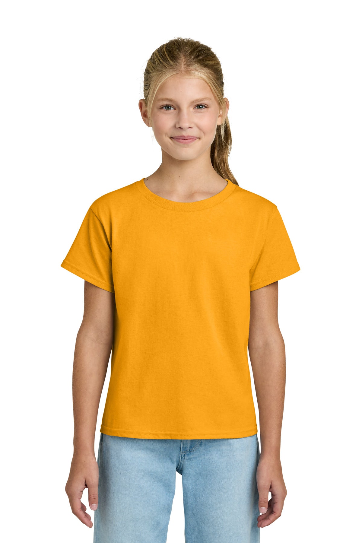 Custom logo Gildan® Youth Light Cotton Tee 3000B in Gold