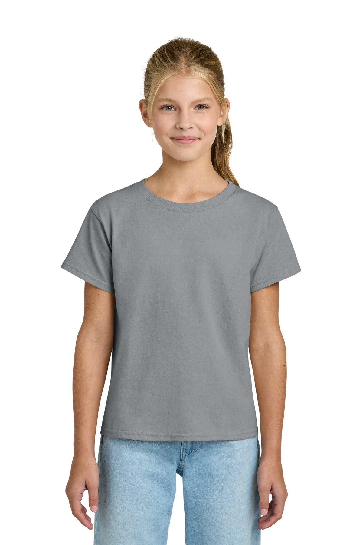 Custom logo Gildan® Youth Light Cotton Tee 3000B in Gravel