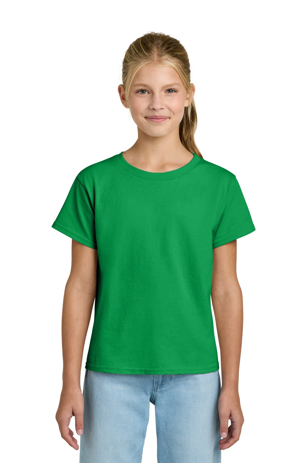 Custom logo Gildan® Youth Light Cotton Tee 3000B in Irish Green