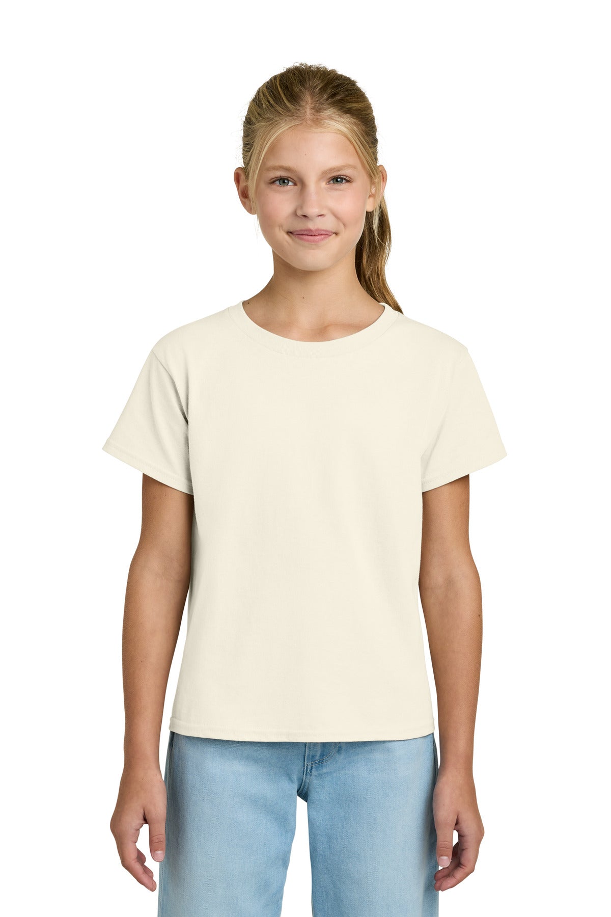 Custom logo Gildan® Youth Light Cotton Tee 3000B in Natural