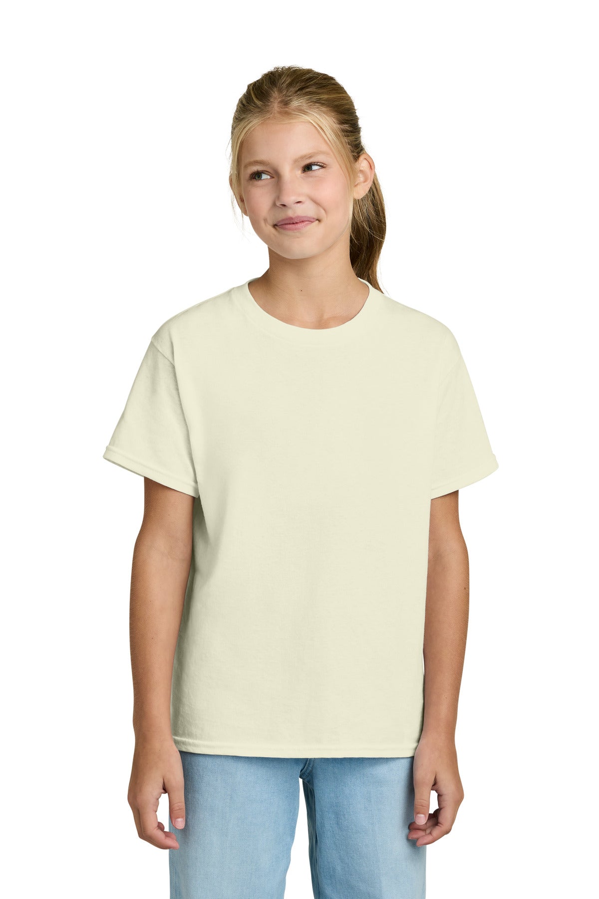 Custom logo Gildan® Youth Light Cotton Tee 3000B in Off White