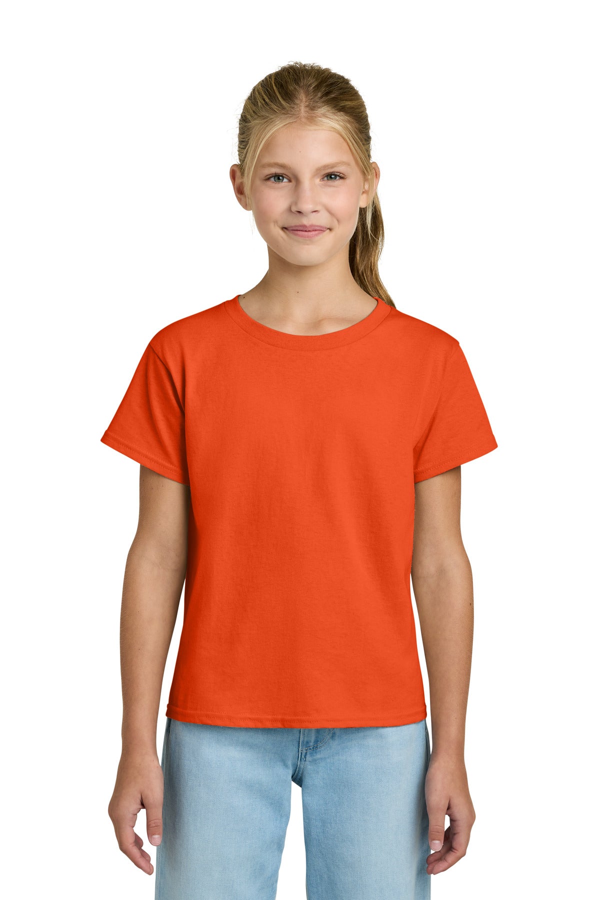 Custom logo Gildan® Youth Light Cotton Tee 3000B in Orange