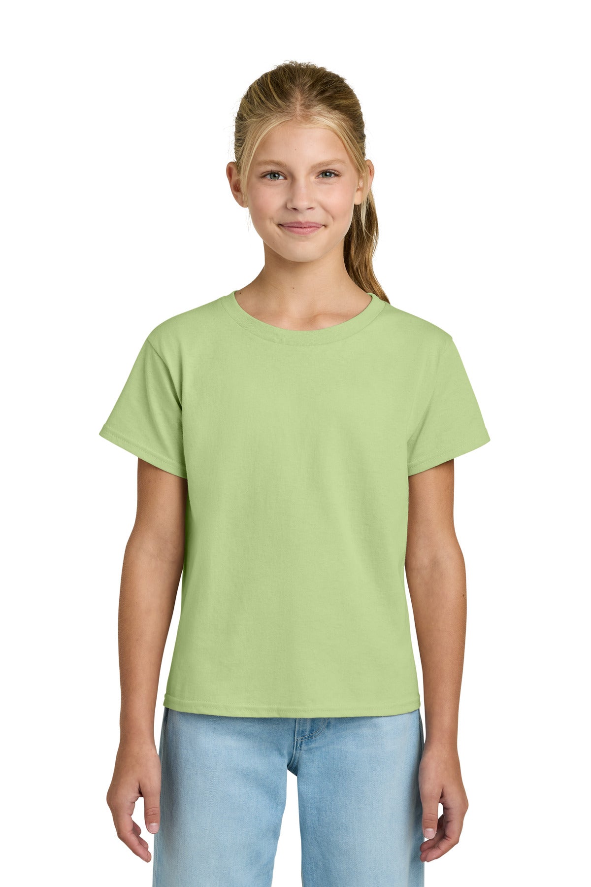 Custom logo Gildan® Youth Light Cotton Tee 3000B in Pistachio