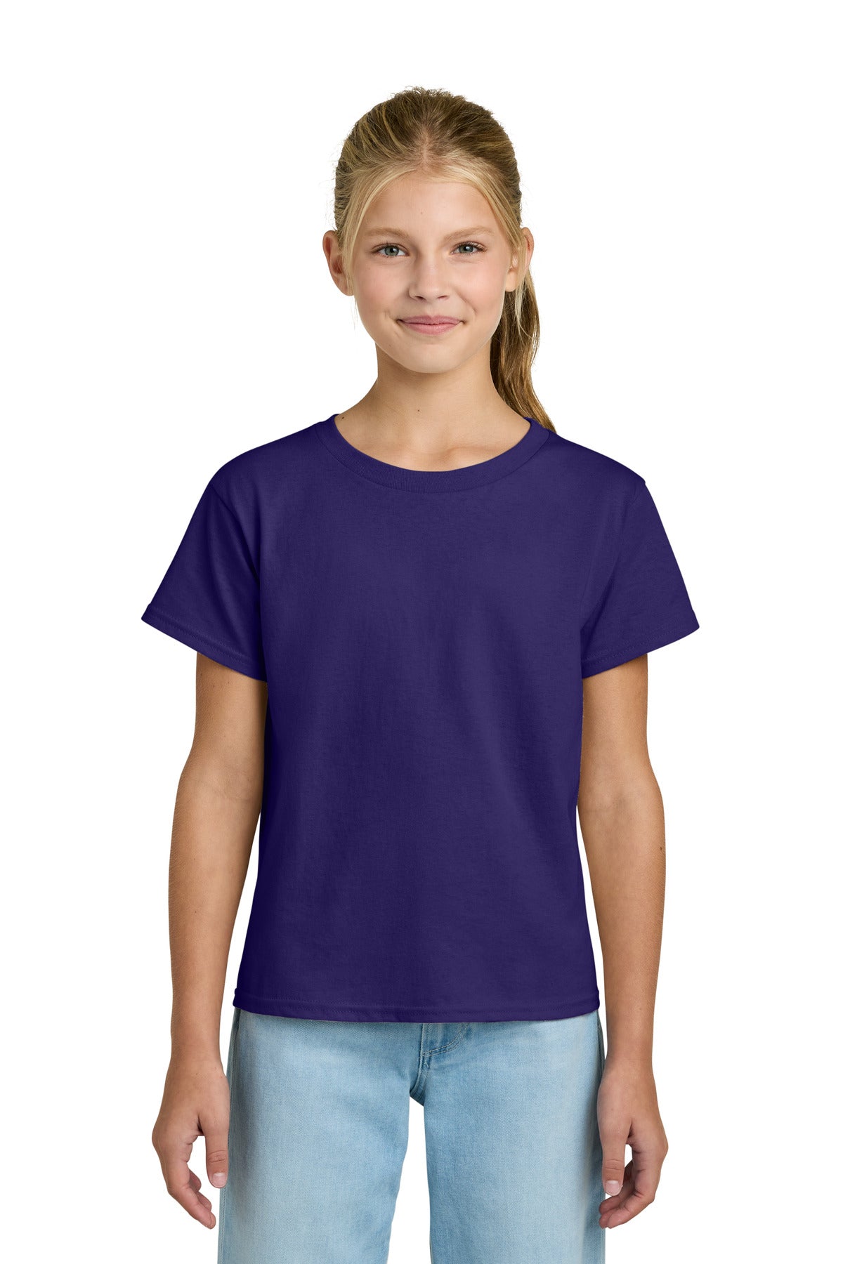 Custom logo Gildan® Youth Light Cotton Tee 3000B in Purple