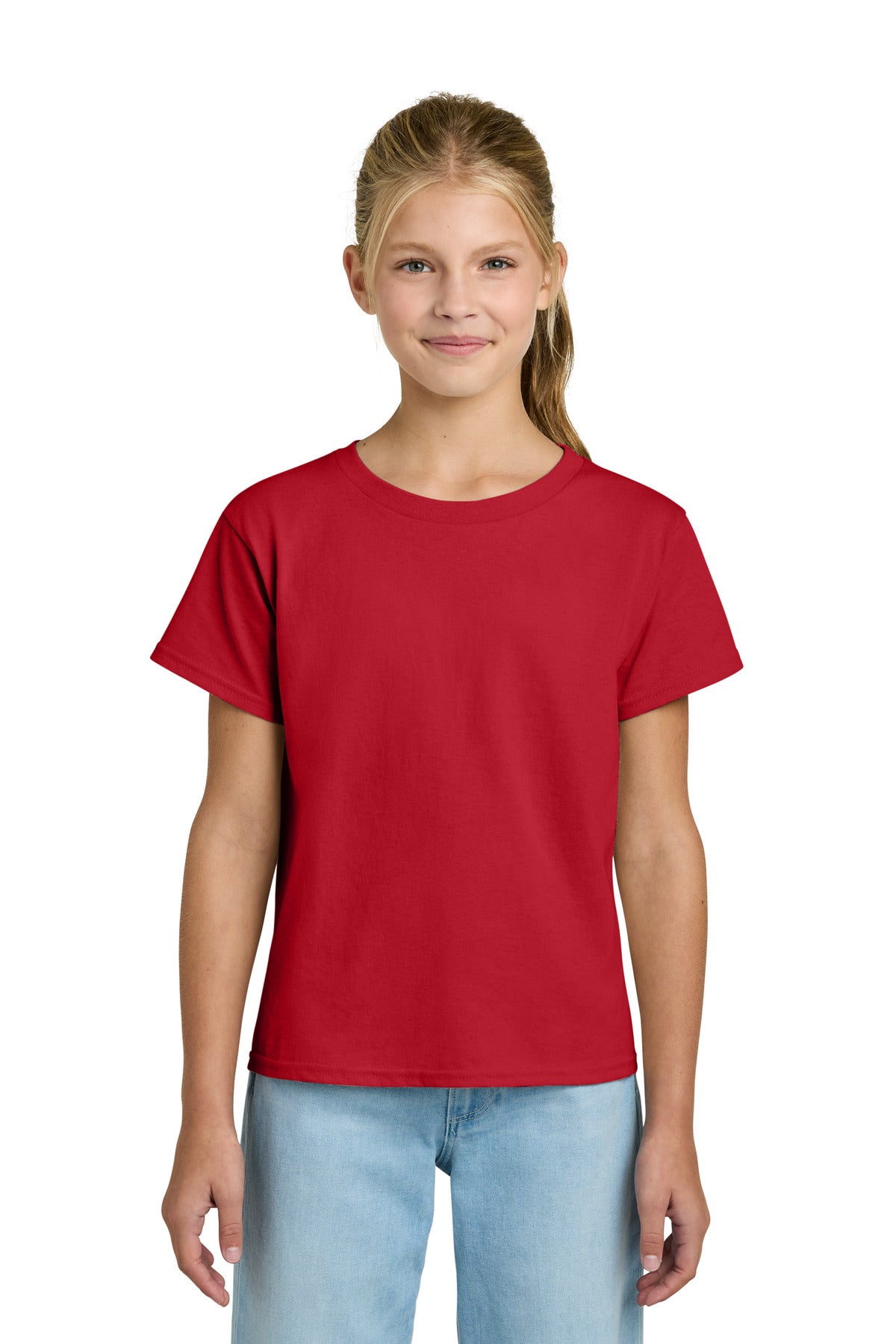 Custom logo Gildan® Youth Light Cotton Tee 3000B in Red