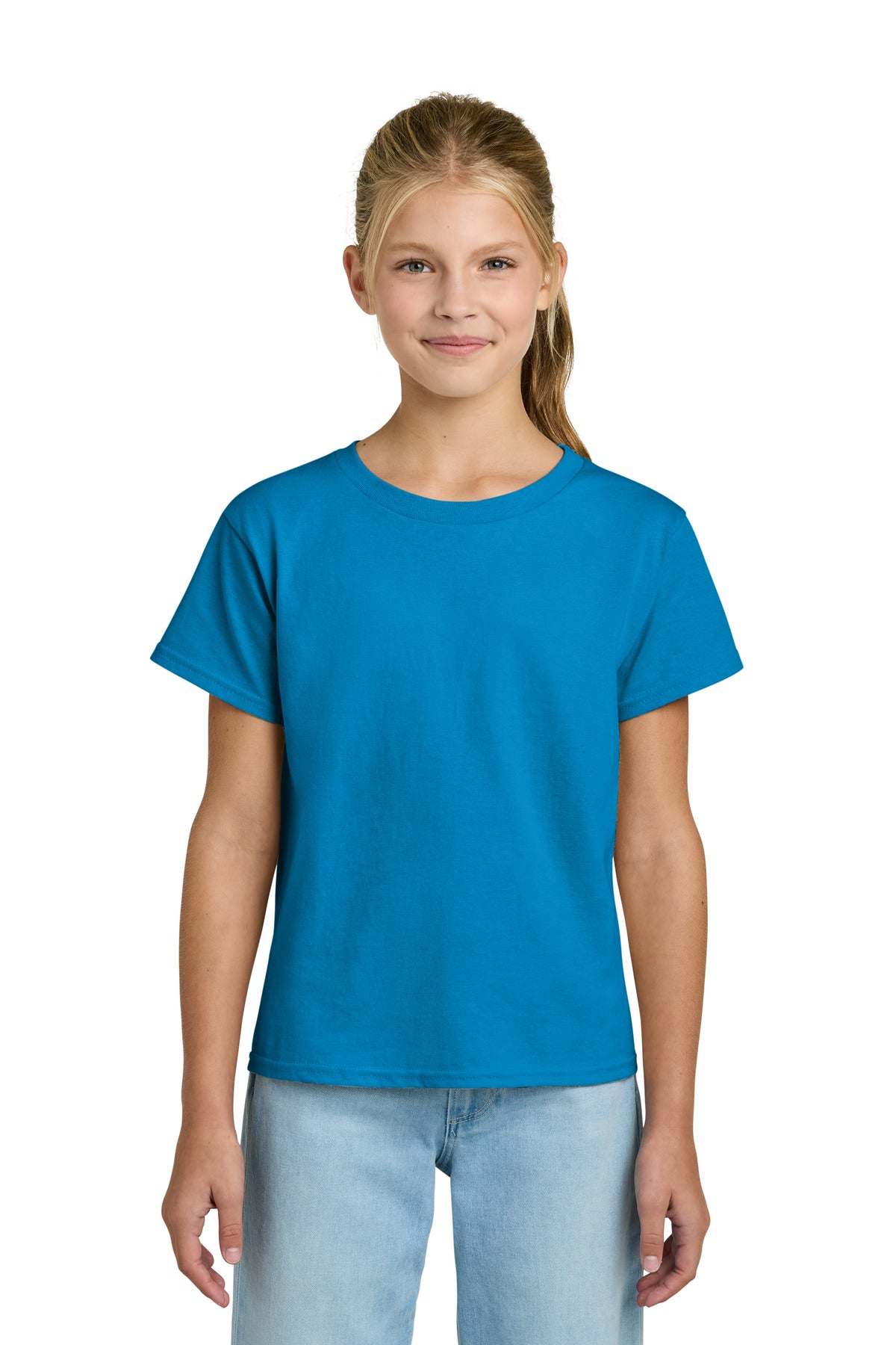 Custom logo Gildan® Youth Light Cotton Tee 3000B in Sapphire