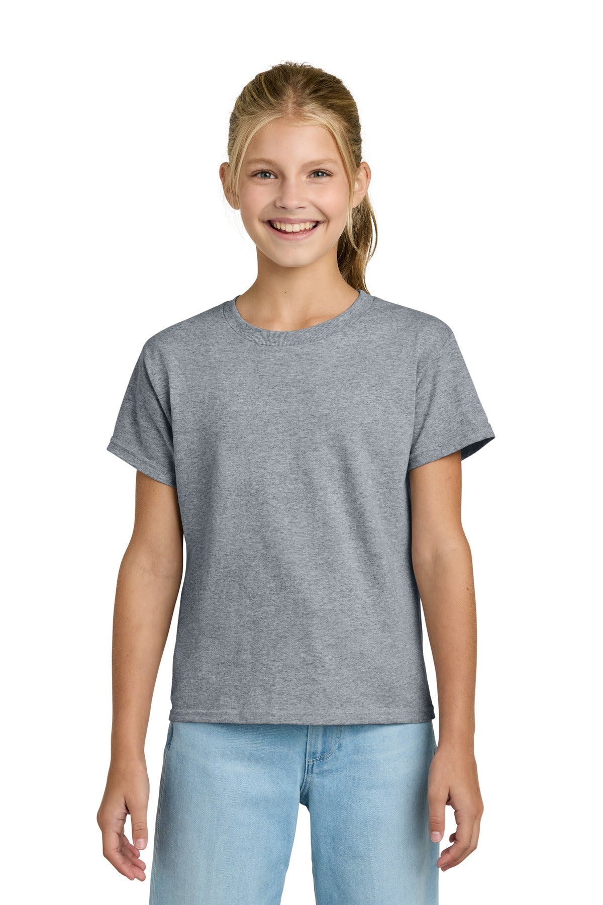 Custom logo Gildan® Youth Light Cotton Tee 3000B in Sport Grey