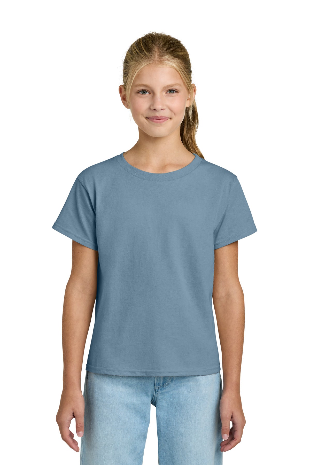 Custom logo Gildan® Youth Light Cotton Tee 3000B in Stone Blue