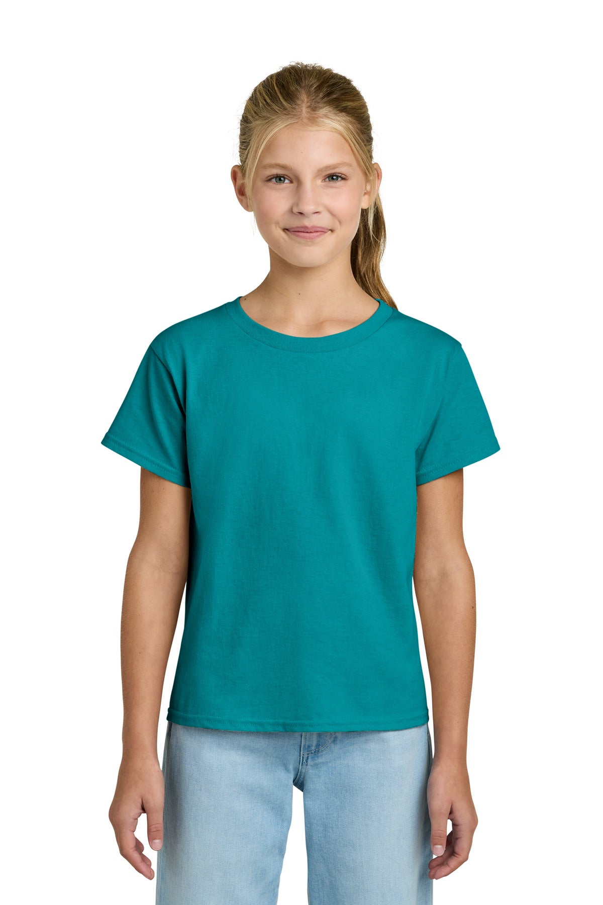 Custom logo Gildan® Youth Light Cotton Tee 3000B in Tropical Blue