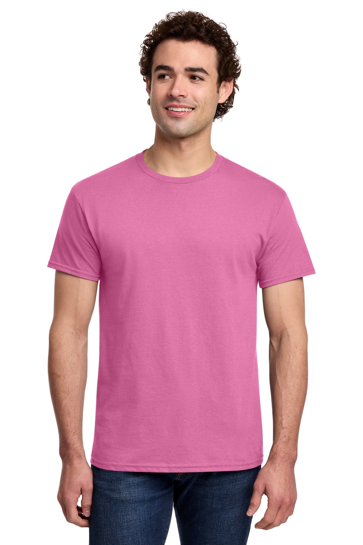 Custom logo Gildan® Light Cotton Tee 3000 in Azalea