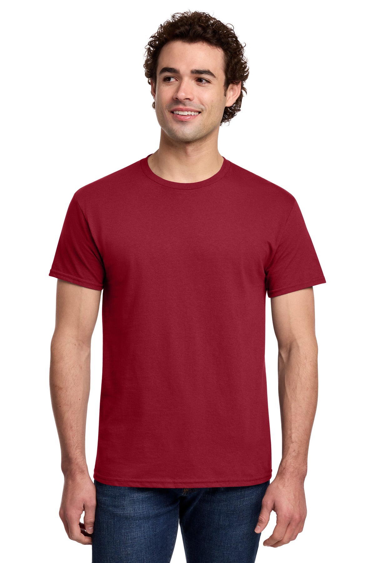 Custom logo Gildan® Light Cotton Tee 3000 in Cherry Red