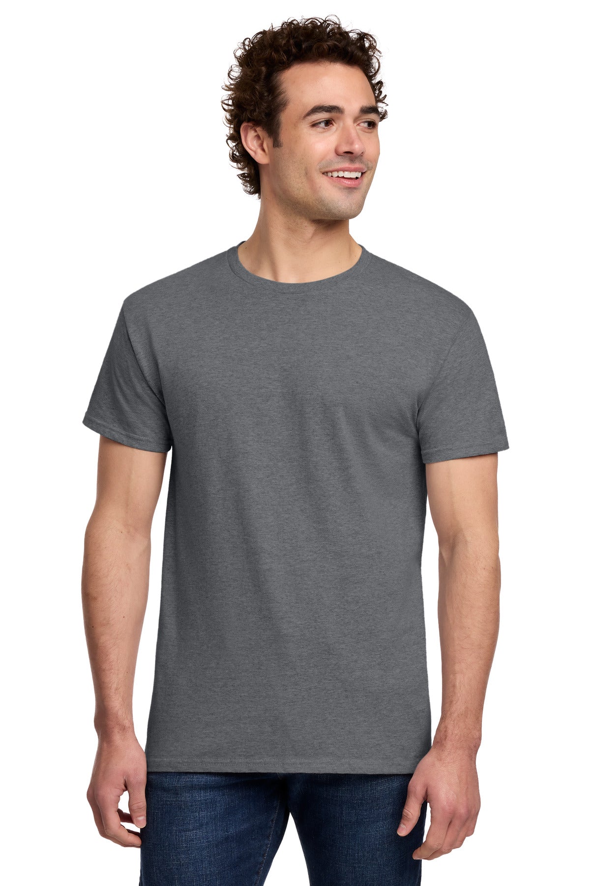 Custom logo Gildan® Light Cotton Tee 3000 in Graphite Heather