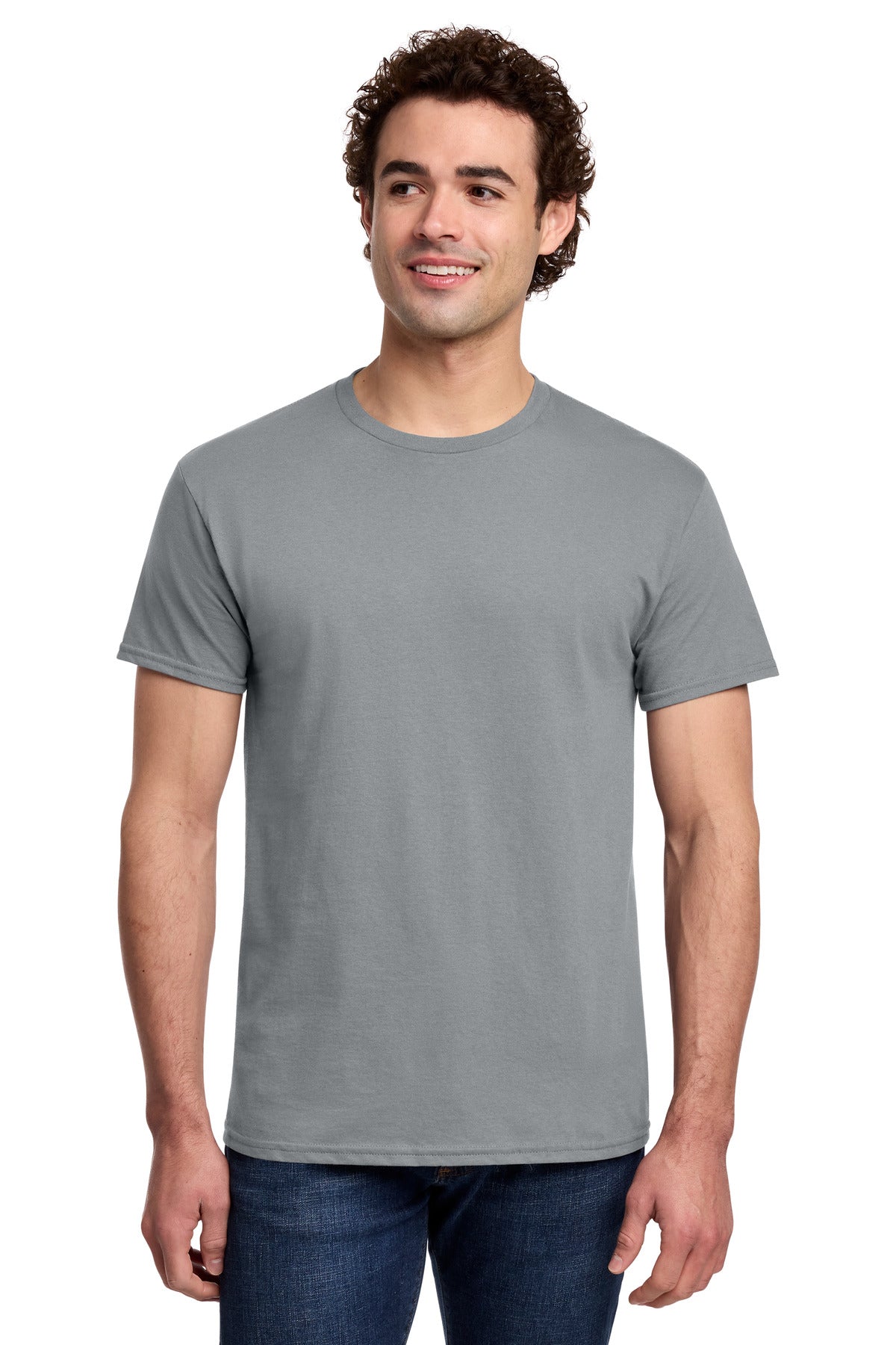 Custom logo Gildan® Light Cotton Tee 3000 in Gravel