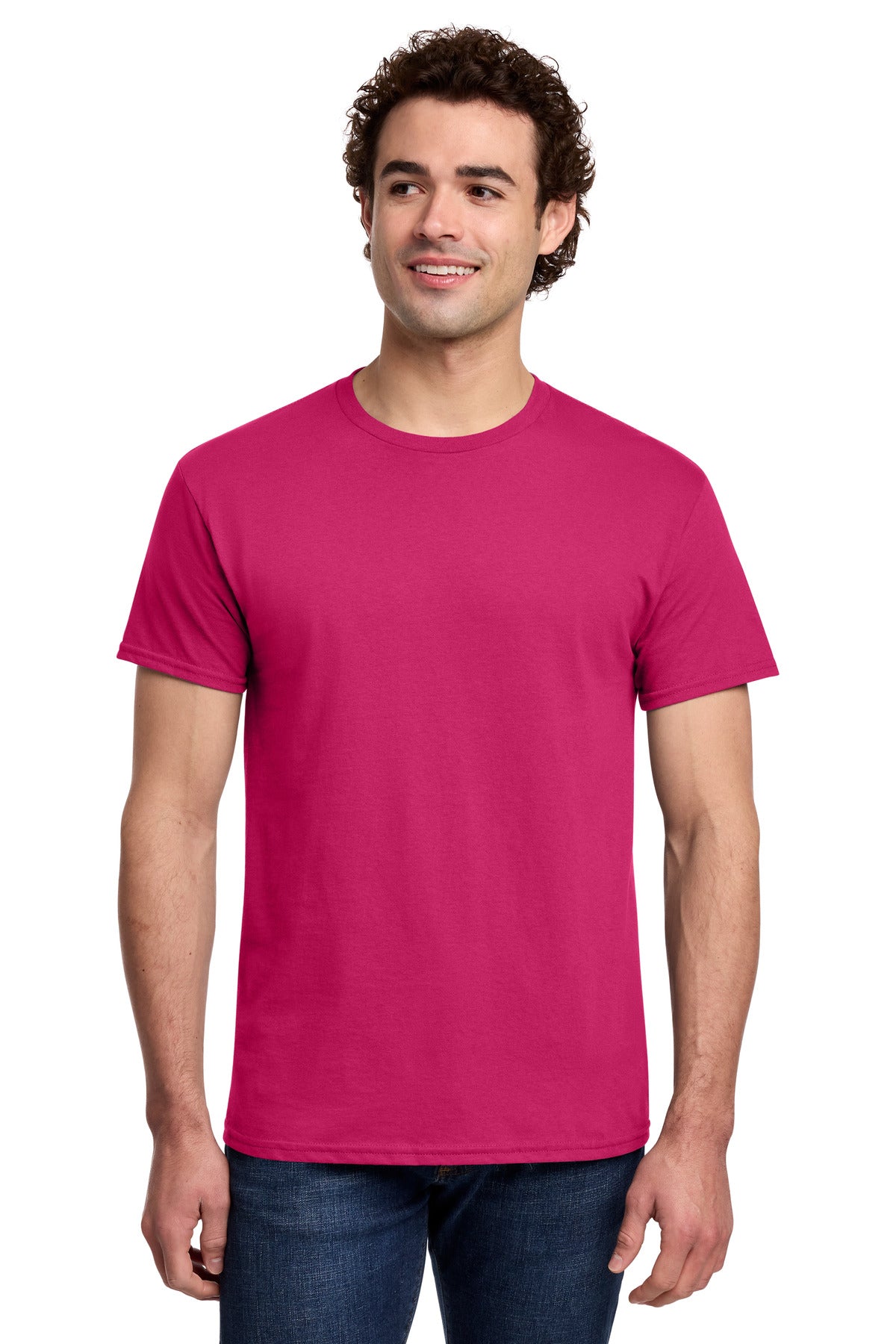 Custom logo Gildan® Light Cotton Tee 3000 in Heliconia