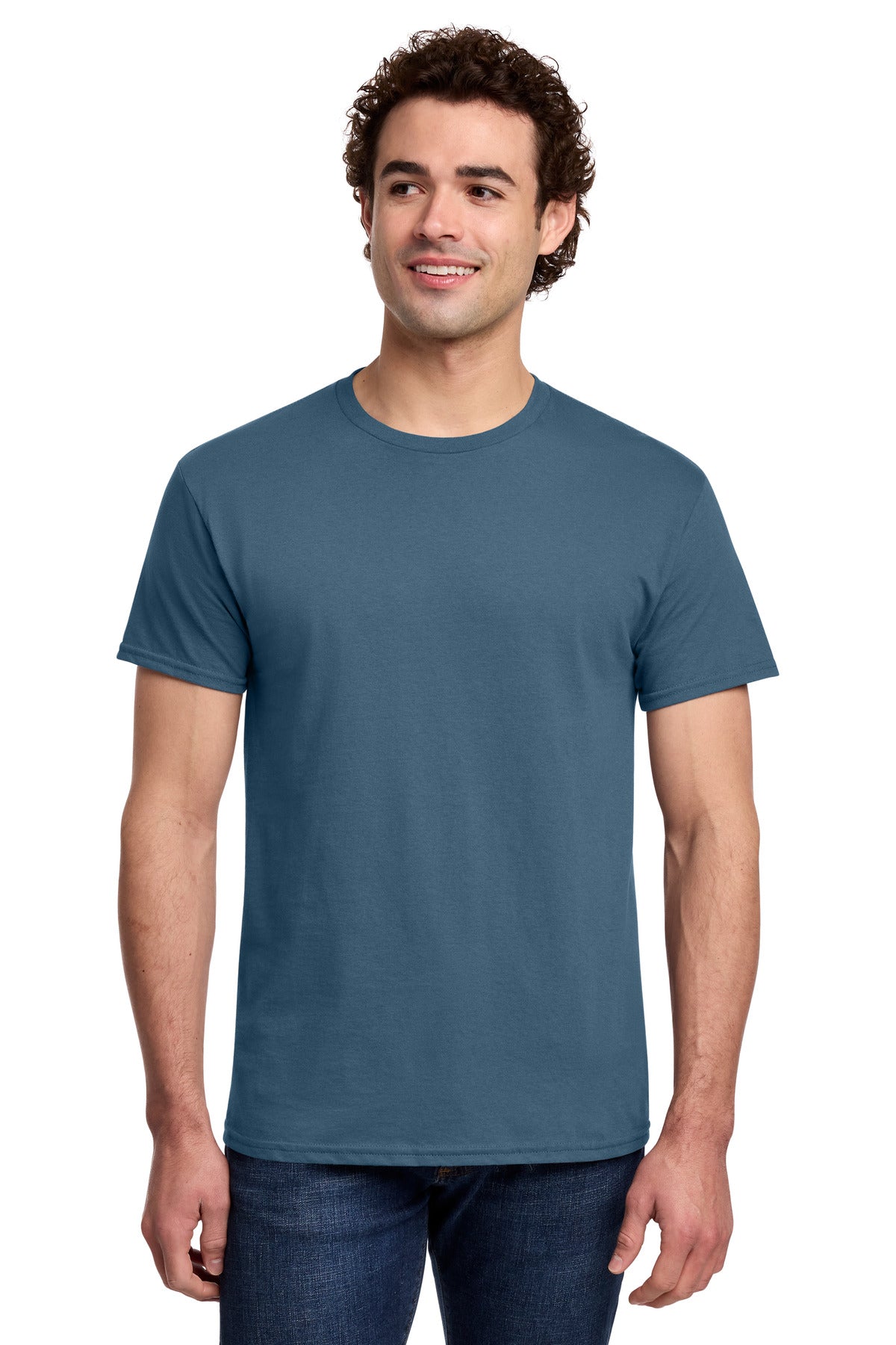 Custom logo Gildan® Light Cotton Tee 3000 in Indigo Blue