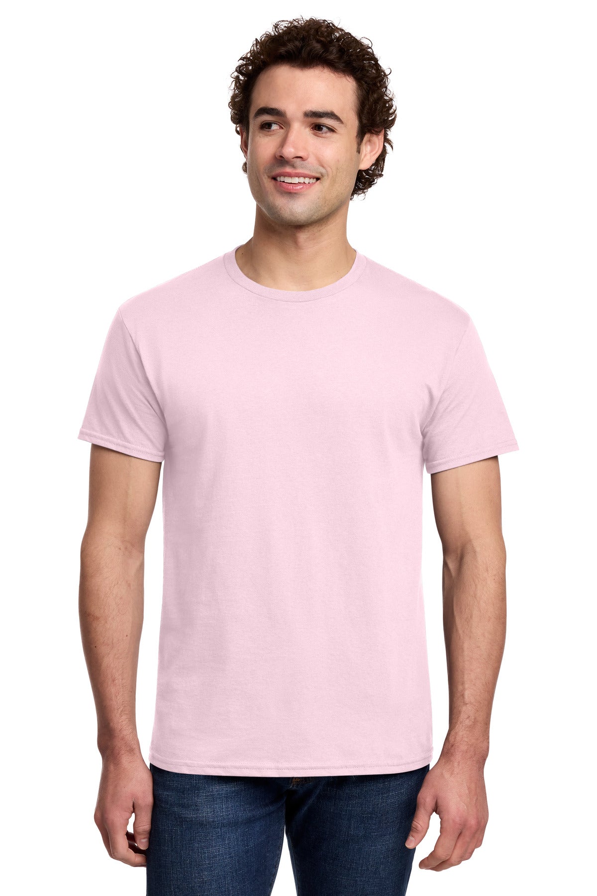 Custom logo Gildan® Light Cotton Tee 3000 in Light Pink