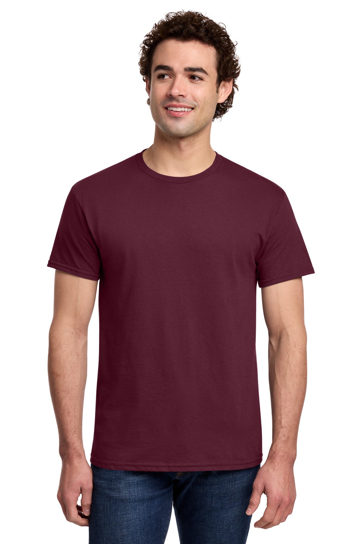 Custom logo Gildan® Light Cotton Tee 3000 in Maroon